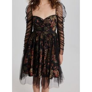 CARA CARA NWT Ritchie Long Sleeve Floral Tulle Mini Dress Size XS